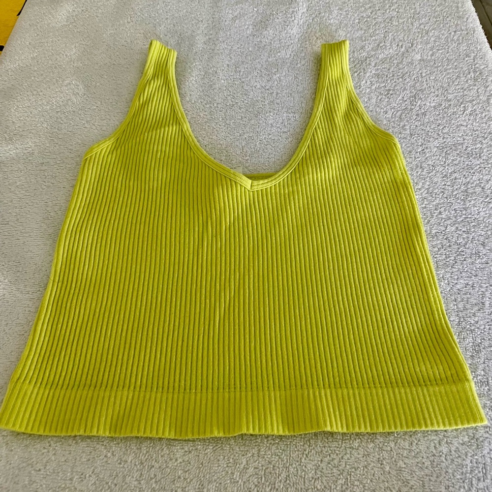 Virus Bright Yellow Green Ribbed Crop Top